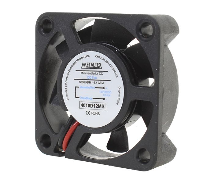 Ventilador de Painel 40x40x10mm - Bucha - 6000RPM - 12VCC