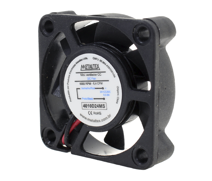 Ventilador de Painel 40x40x10mm - Bucha - 6000RPM - 24VCC