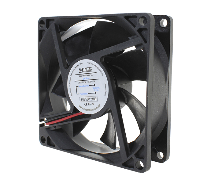 Ventilador de Painel 80x80x25mm - Bucha - 2500RPM - 12VCC