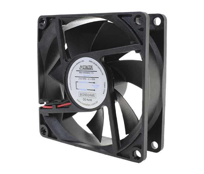 Ventilador de Painel 80x80x25mm - Bucha - 2700RPM - 24VCC