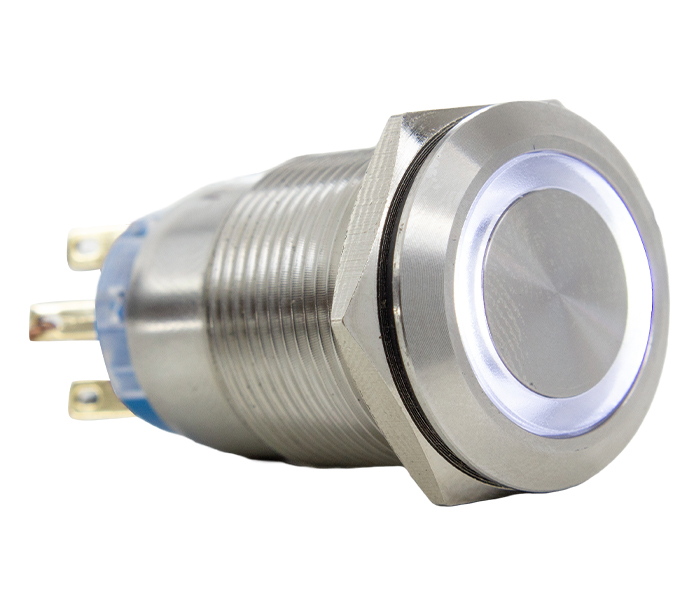 Botão Antivandalismo Iluminado Momentâneo 19mm - 24VCA/VCC - Branco - 2 REV