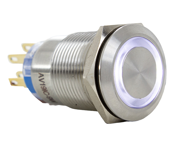 Botão Antivandalismo Iluminado Momentâneo 19mm - 12VCA/VCC - Branco - 2 REV