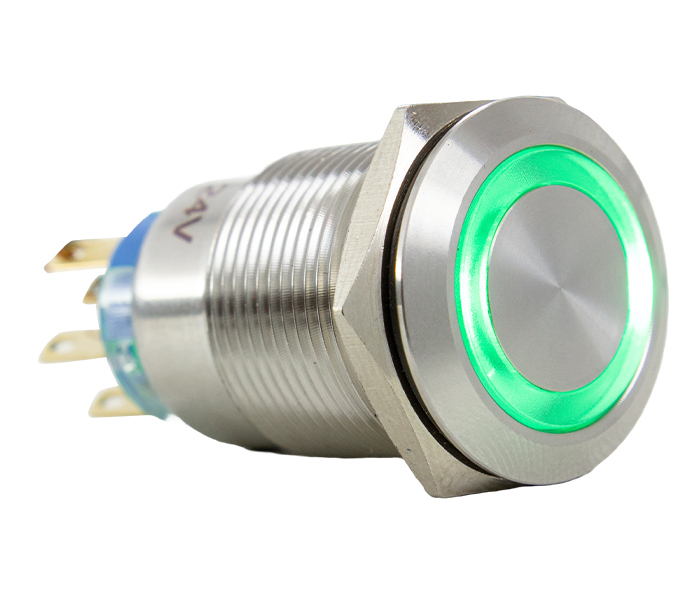 Botão Antivandalismo Iluminado 19mm - 24VCA/VCC - Verde - 2 REV