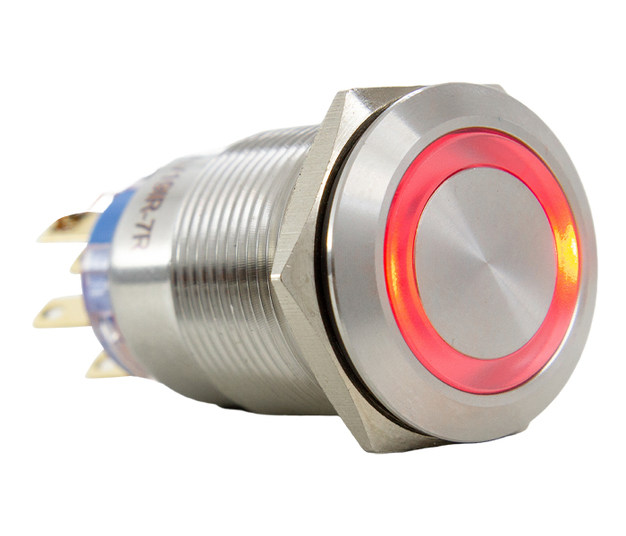 Botão Antivandalismo Iluminado 19mm - 12VCA/VCC - Vermelho - 2 REV