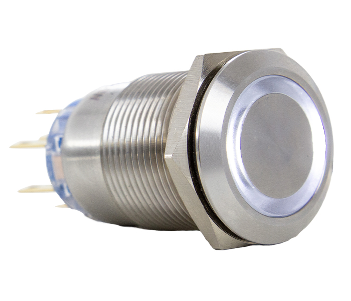 Botão Antivandalismo Iluminado 19mm - 12VCA/VCC - Branco - 2 REV