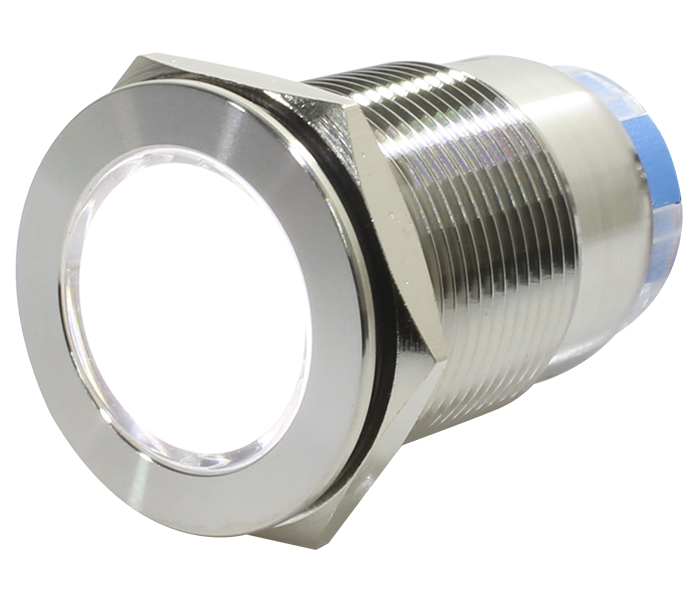Sinalizador Antivandalismo Aço Inox 19mm - 24VCA/VCC - Branco