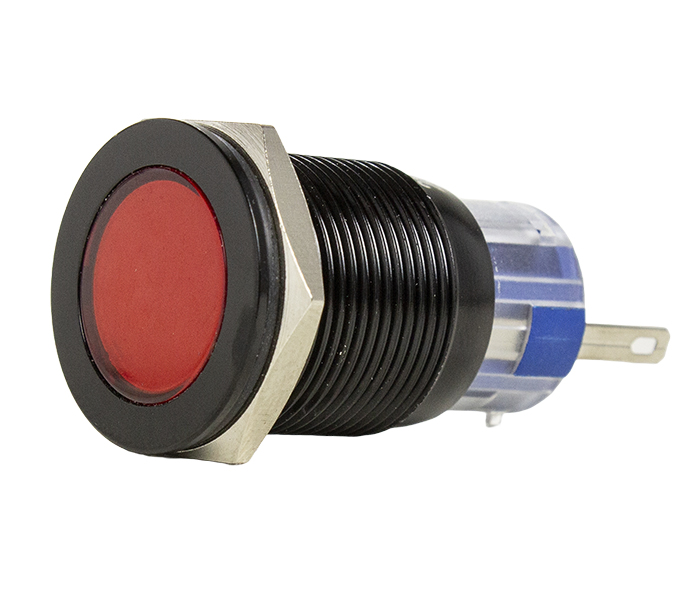 Sinalizador Antivandalismo Aço Inox Preto 19mm - 220VCA - Vermelho