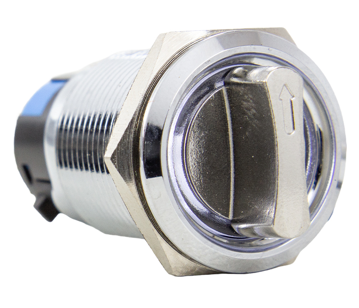 Chave Seletora Antivandalismo Iluminada 3 Posições Fixas 45º 19mm - 12VCA/VCC - Branco - 2 REV