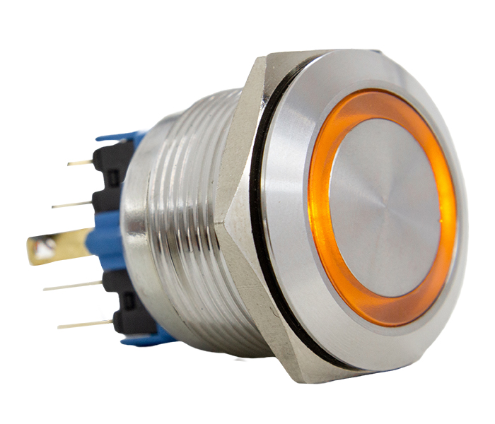 Botão Antivandalismo Iluminado 22mm - 110/220VCA - Laranja - 1NA+1NF