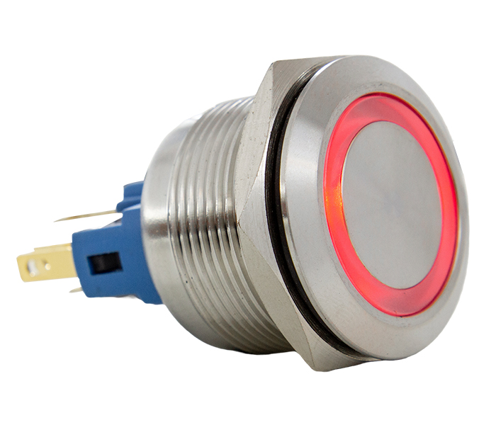 Botão Antivandalismo Iluminado 22mm - 110/220VCA - VCA - Vermelho - 1NA+1NF