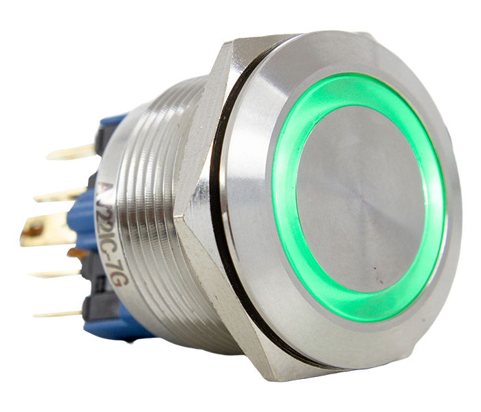 Botão Antivandalismo Iluminado 22mm - 24VCA/VCC - Verde - 1NA+1NF