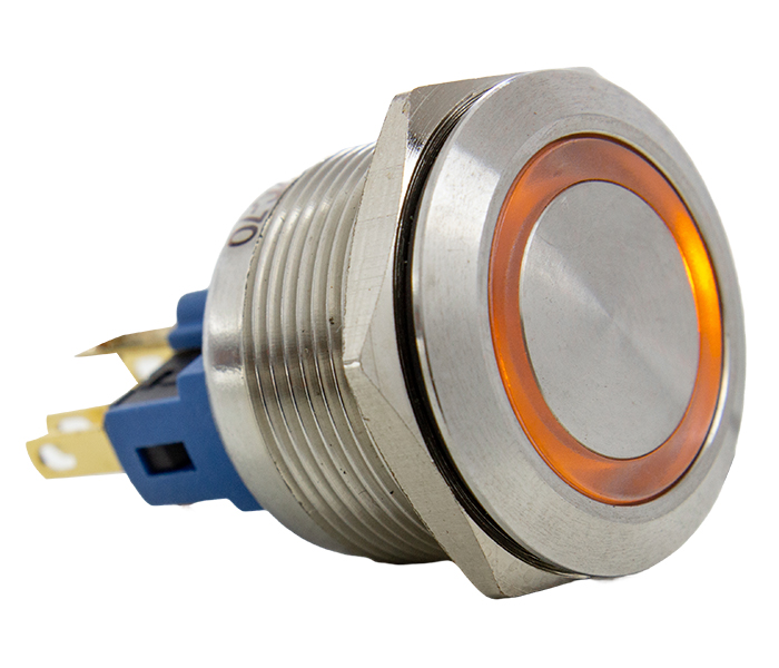 Botão Antivandalismo Iluminado 22mm - 24VCA/VCC - Laranja - 1NA+1NF