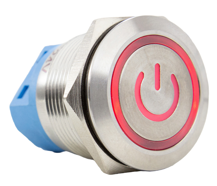 Botão Antivandalismo Iluminado 22mm com Legenda - 24VCA/VCC - Tricolor - 1 REV