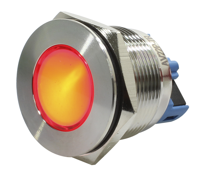 Sinalizador Antivandalismo Aço Inox 22mm - 24VCA/VCC - Vermelho