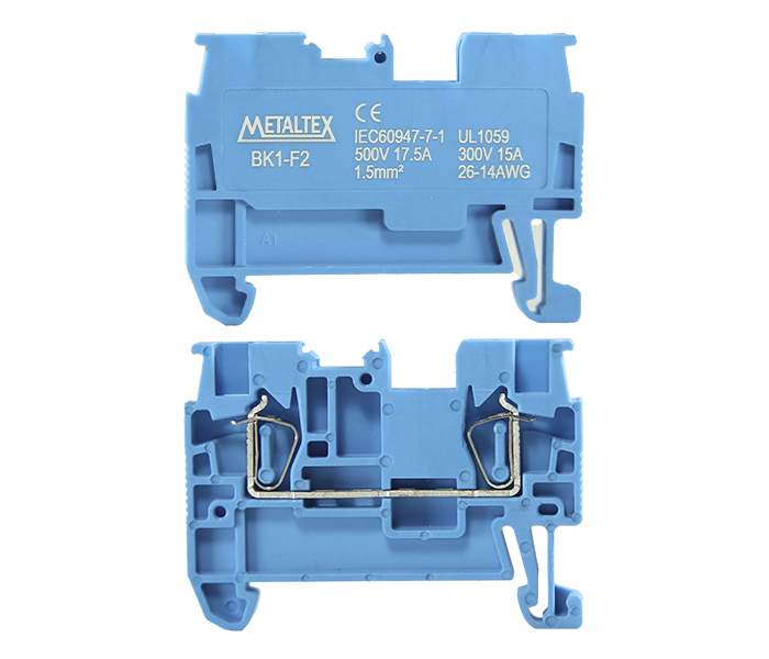 Borne de Passagem Mola 1,5mm² Frontal 2 Vias - Azul