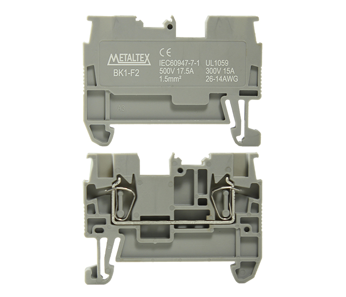 Borne de Passagem Mola 1,5mm² Frontal 2 Vias - Cinza