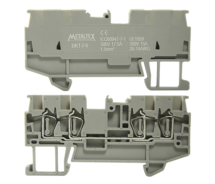 Borne de Passagem Mola 1,5mm² Frontal 4 Vias - Cinza