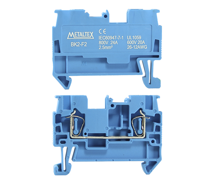 Borne de Passagem Mola 2,5mm² Frontal 2 Vias - Azul