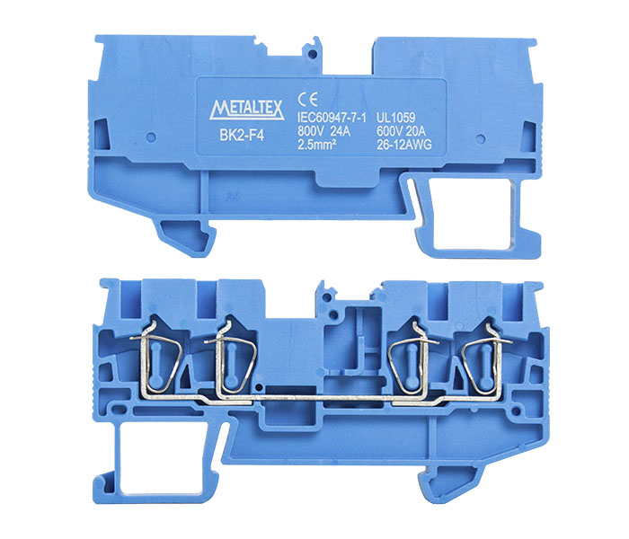 Borne de Passagem Mola 2,5mm² Frontal 4 Vias - Azul
