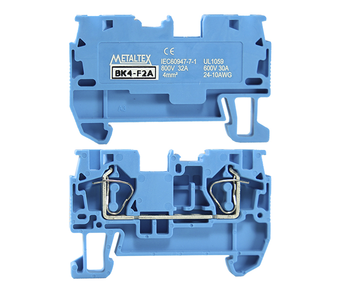 Borne de Passagem Mola 4mm² Frontal 2 Vias - Azul