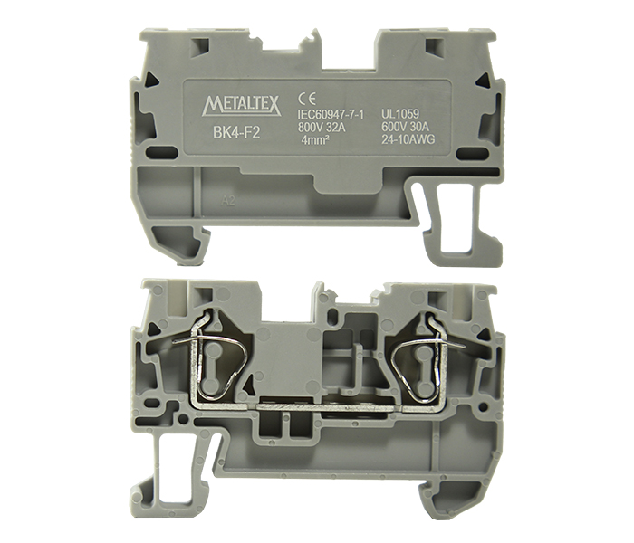 Borne de Passagem Mola 4mm² Frontal 2 Vias - Cinza