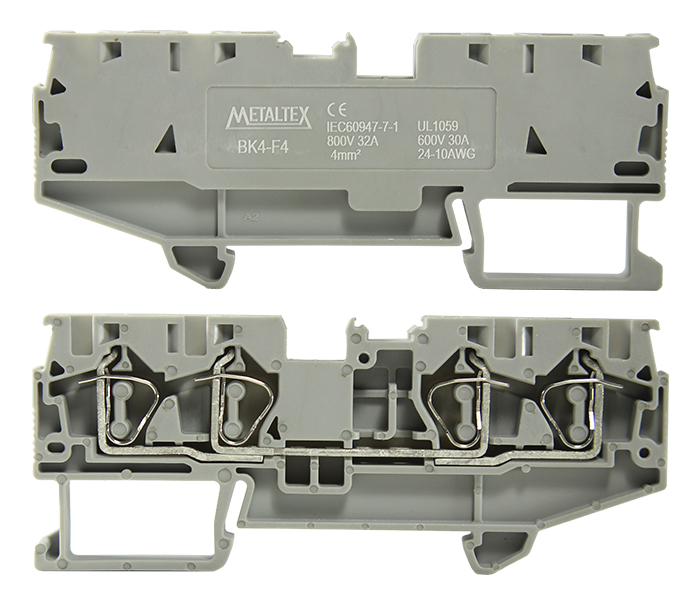 Borne de Passagem Mola 4mm² Frontal 4 Vias - Cinza