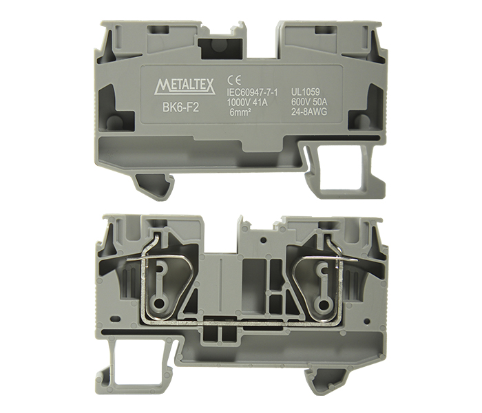 Borne de Passagem Mola 6mm² Frontal 2 Vias - Cinza