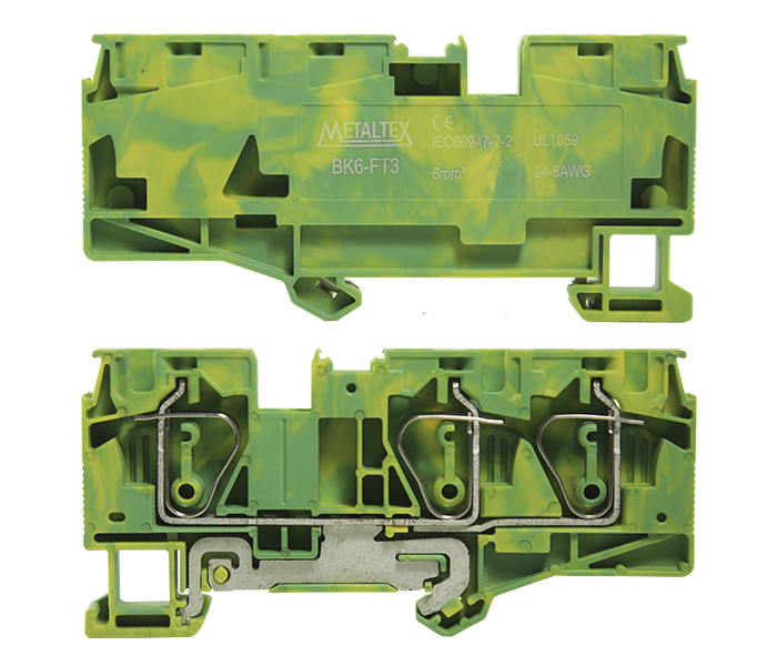 Borne Terra Mola 6mm² Frontal 3 Vias