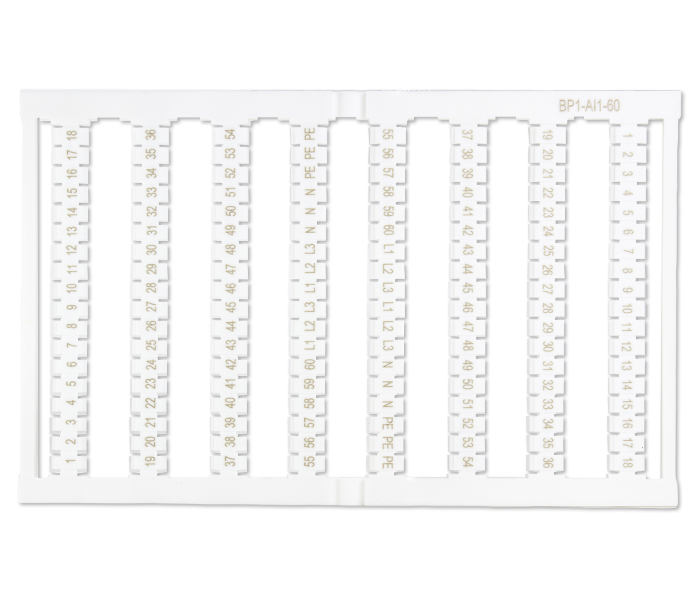 Cartela de Identificadores 1,5mm² 1 a 60 - 144 Unidades