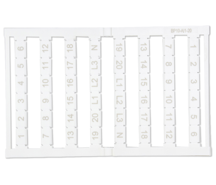Cartela de Identificadores 10mm² 1 a 20 - 48 Unidades