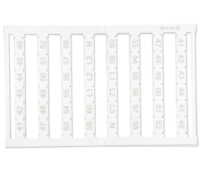 Cartela de Identificadores 10mm² 41 a 60 - 48 Unidades