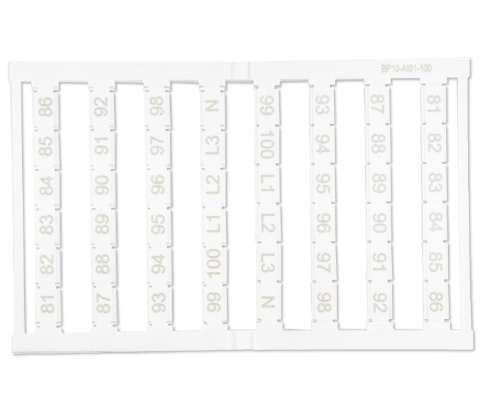 Cartela de Identificadores 10mm² 81 a 100 - 48 Unidades