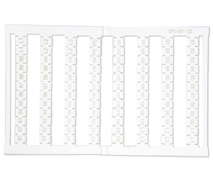 Cartela de Identificadores 2,5mm² 81 a 120 - 96 Unidades