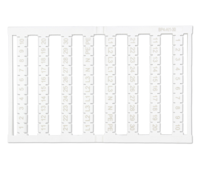 Cartela de Identificadores 4mm² 1 a 30 - 80 Unidades