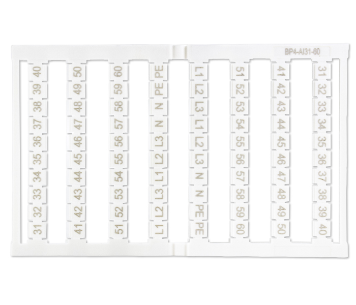Cartela de Identificadores 4mm² 31 a 60 - 80 Unidades