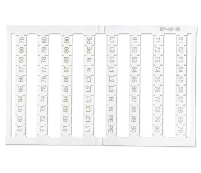 Cartela de Identificadores 4mm² 61 a 90 - 80 Unidades