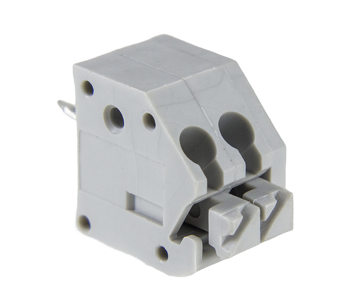 Borne para PCI 45 Graus 2 Vias - Passo 3,5mm - 11,6mm - Cinza - Conexão por Mola