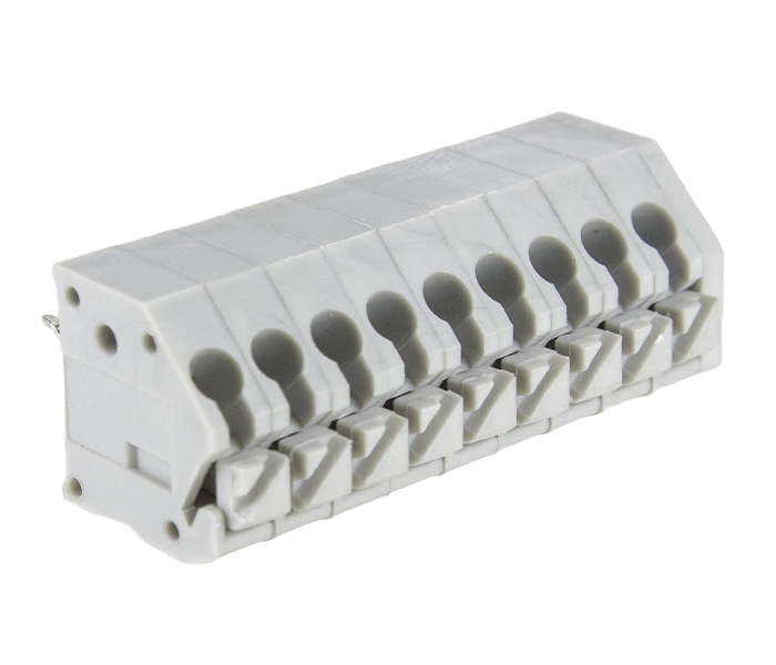Borne para PCI 45 Graus 9 Vias - Passo 3,5mm - 11,6mm - Cinza - Conexão por Mola