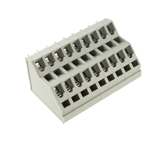 Borne Mola 2 Níveis para PCI 2X 9 Vias - Passo 5mm - 26,5mm - Cinza