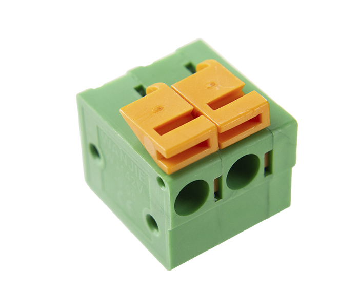 Borne para PCI 180 Graus 2 Vias - Passo 5,08mm - 14,1mm - Verde - Atuador Laranja