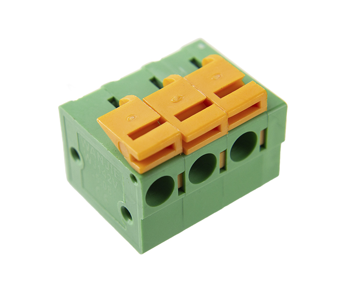 Borne para PCI 180 Graus 3 Vias - Passo 5,08mm - 14,1mm - Verde - Atuador Laranja