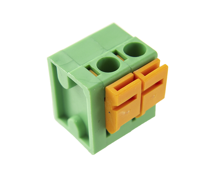 Borne para PCI 90 Graus 2 Vias - Passo 5,08mm - 14,1mm - Verde - Atuador Laranja
