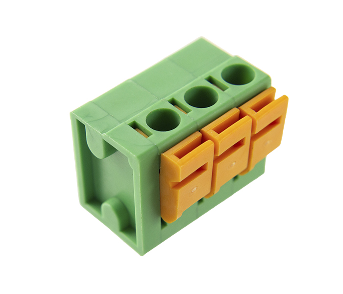 Borne para PCI 90 Graus 3 Vias - Passo 5,08mm - 14,1mm - Verde - Atuador Laranja