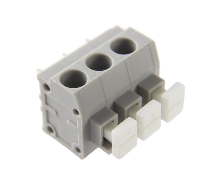 Borne para PCI 90 Graus 3 Vias - Passo 5mm - 9,2mm - Cinza - Atuador Branco