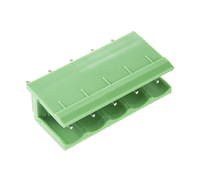 Borne Receptáculo para PCI 180 Graus - 5 Vias - Passo 5,08mm - 15,1mm - Verde - Lateral Aberta