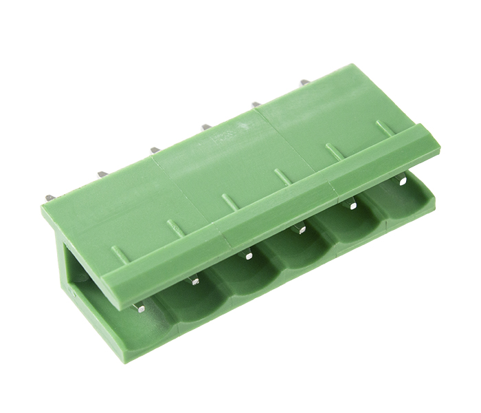 Borne Receptáculo para PCI 180 Graus - 6 Vias - Passo 5,08mm - 15,1mm - Verde - Lateral Aberta
