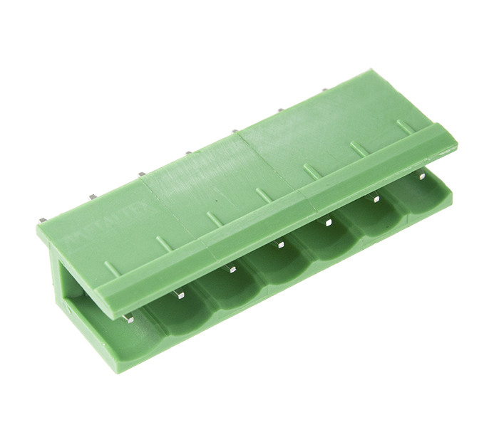 Borne Receptáculo para PCI 180 Graus - 7 Vias - Passo 5,08mm - 15,1mm - Verde - Lateral Aberta