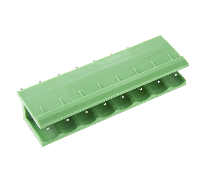 Borne Receptáculo para PCI 180 Graus - 8 Vias - Passo 5,08mm - 15,1mm - Verde - Lateral Aberta