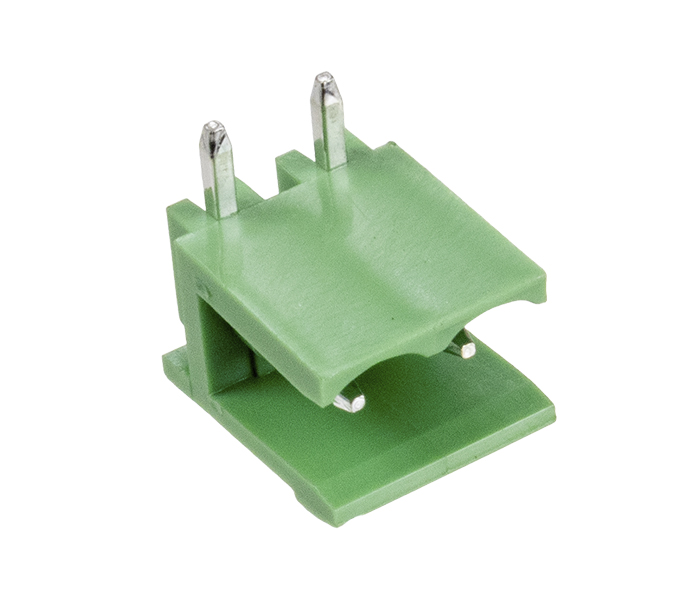 Borne Receptáculo para PCI 90 Graus - 2 Vias - Passo 5,08mm - 15,1mm - Verde - Lateral Aberta
