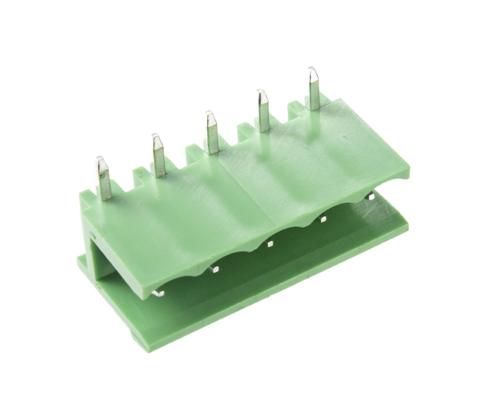 Borne Receptáculo para PCI 90 Graus - 5 Vias - Passo 5,08mm - 15,1mm - Verde - Lateral Aberta